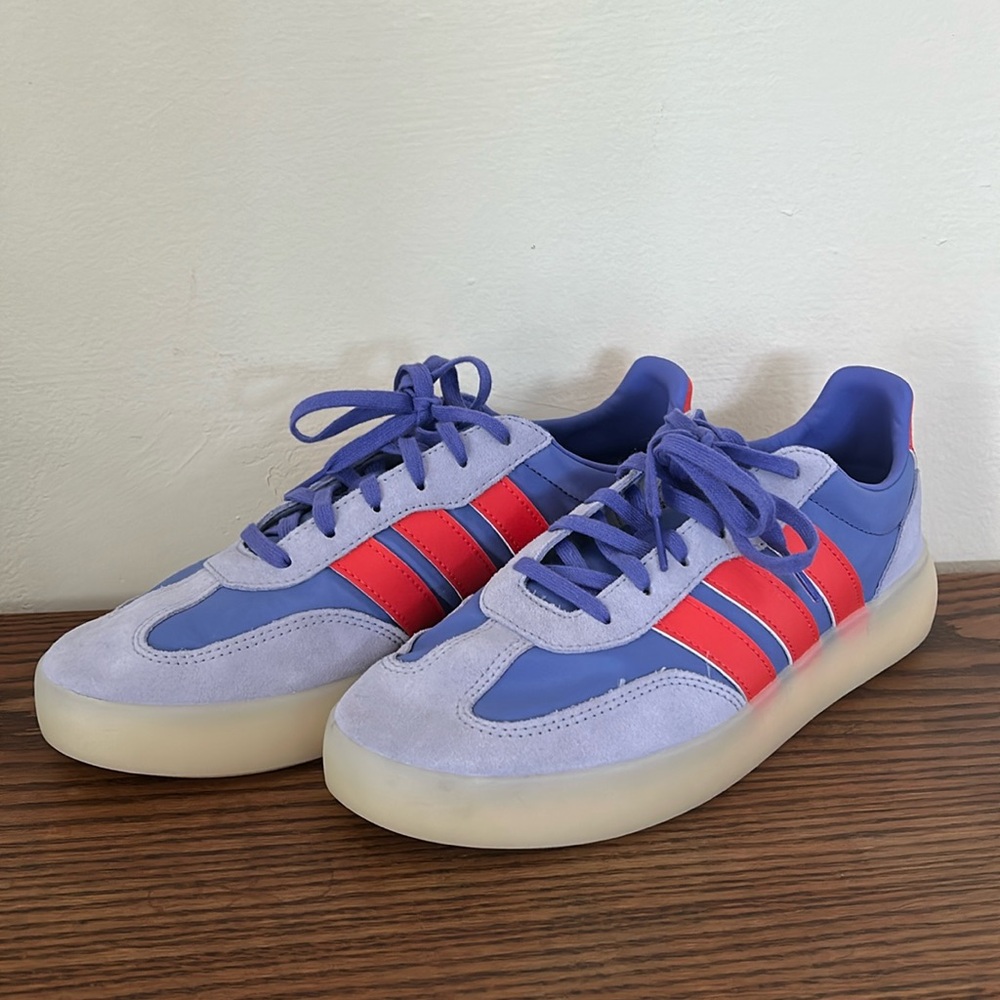 Adidas Vibrant Purple and Red Sneakers